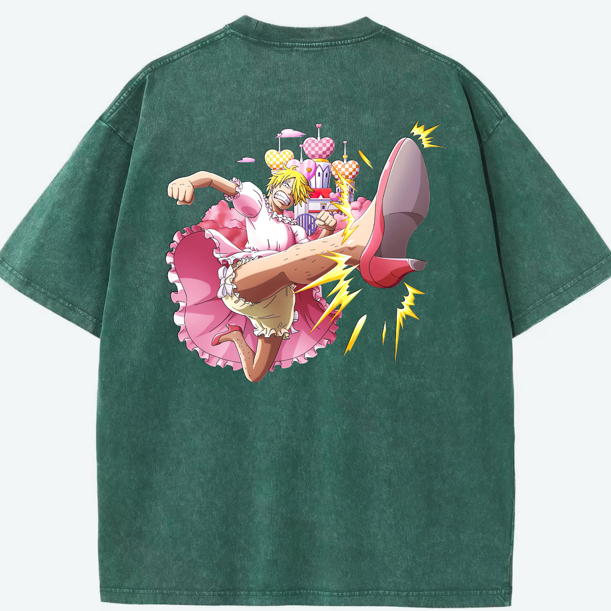 （画像用） ワンピース サンジ ONE PIECE Sanji 綿100% ヴィンテージ風 半袖Tシャツ（背面プリント）